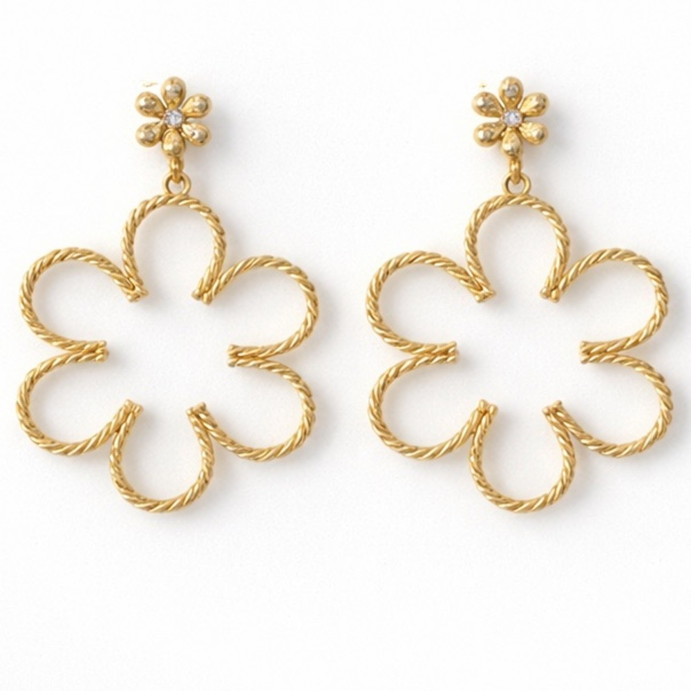 Gold Large Floral Earrings (7223)